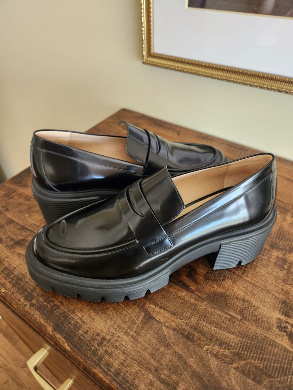 Stuart Weitzman Soho Loafer Black Spazzolato Leather Size 11B